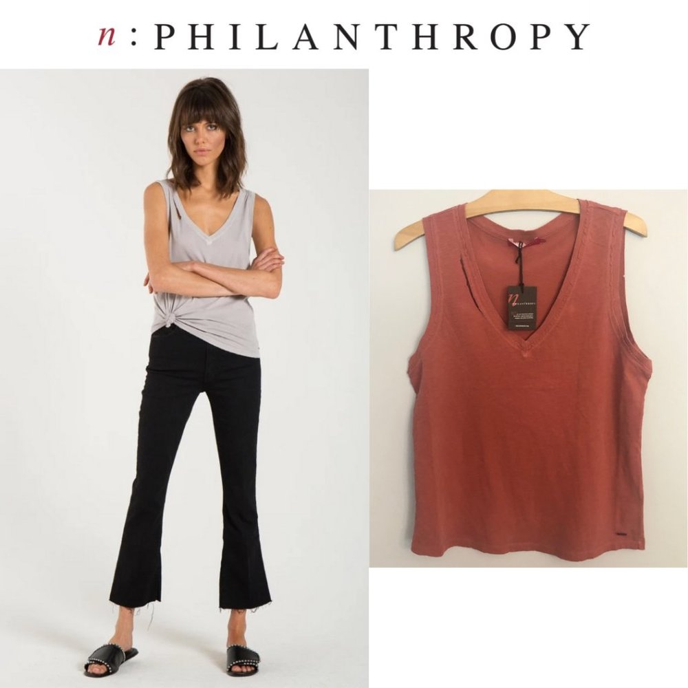 n:philanthropy Pepper V-Neck Tank in Cloud Coral